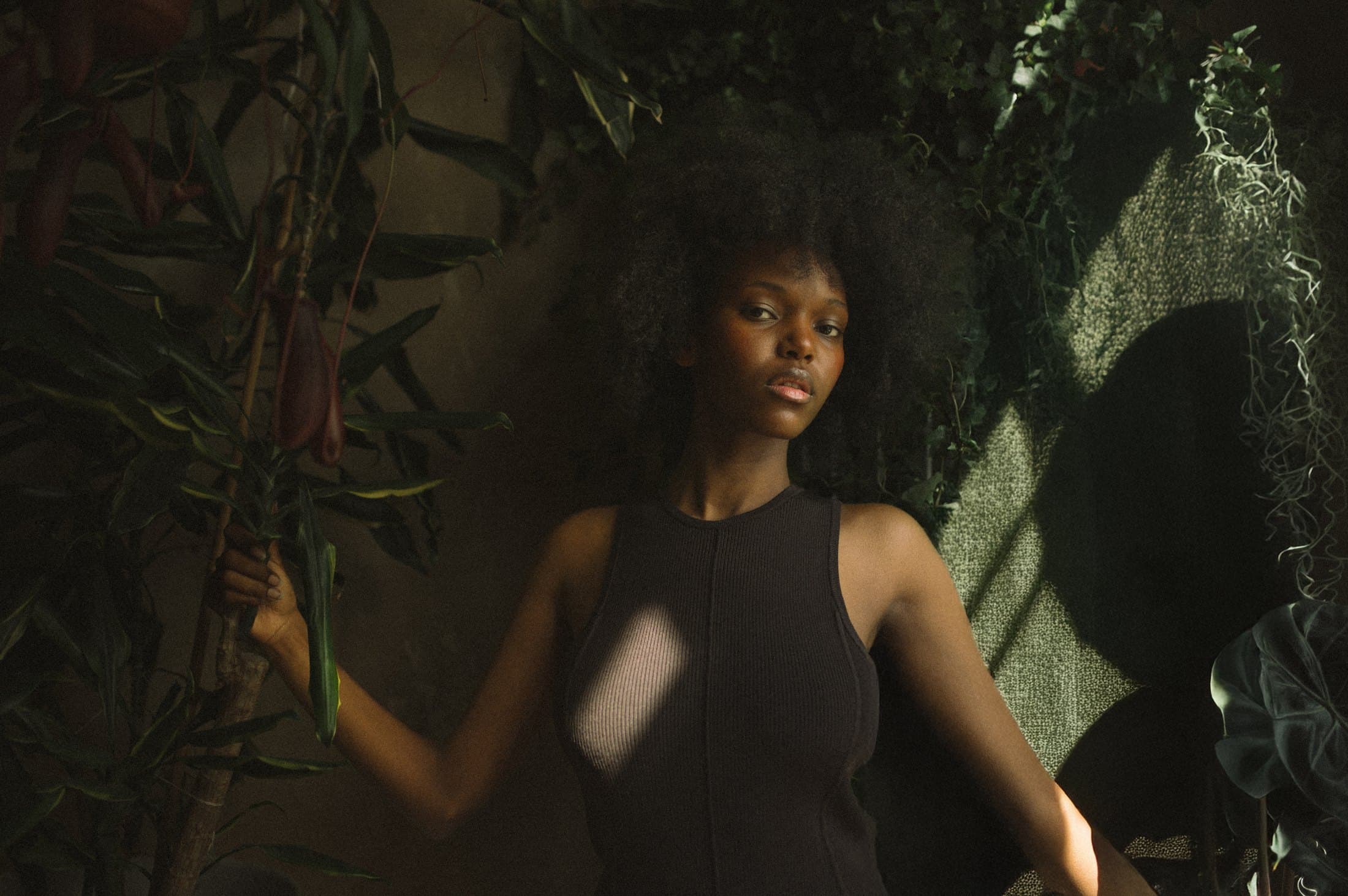 A member of Sheek Circle amid warm light and greenery